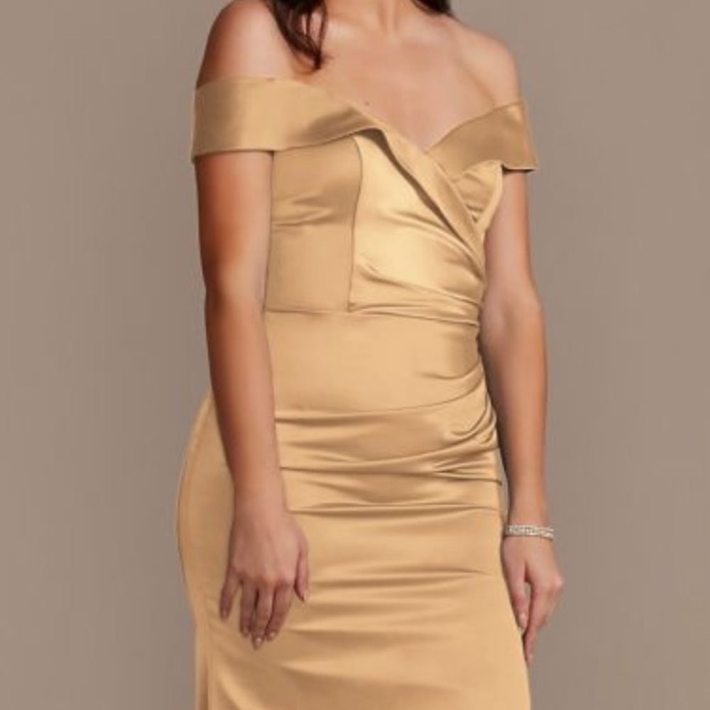 Size 6 Gold David Bridal Bridesmaid off shoulder